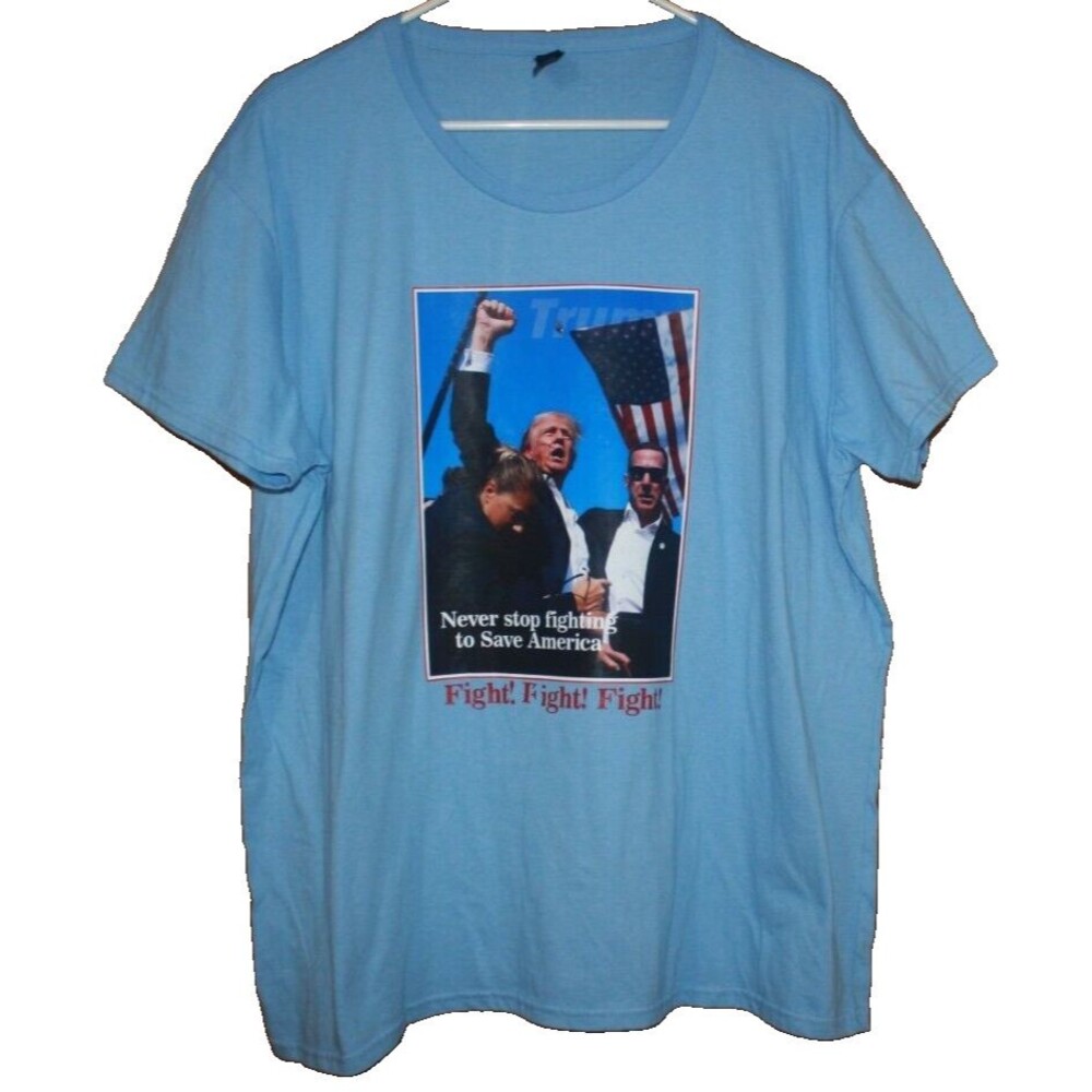 Donald  Trump Rally Shooting Blue T-Shirt US Support 2024 Unisex Cotton Plus 3XL